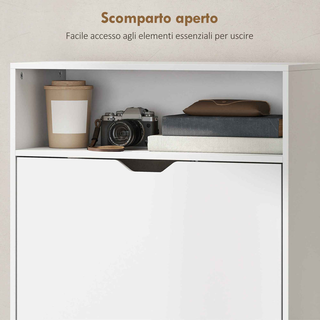Shoe Rack with 3 Flap Drawers and Adjustable Shelves, for Hallway or Entryway