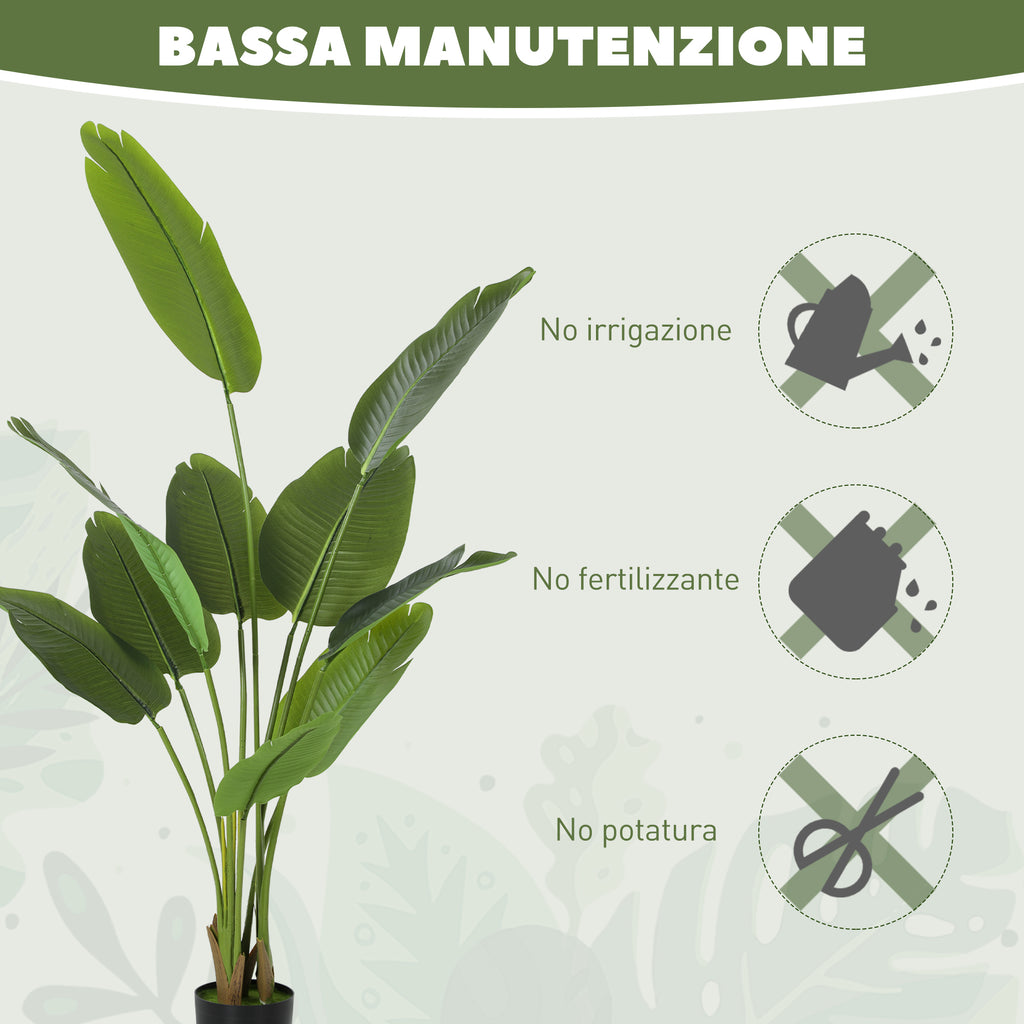 160cm Artificial Plant with 10 Leaves in Green PEVA with Ø16.5x13.5cm Pot