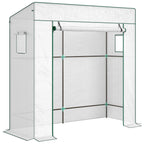 Outsunny Greenhouse for Plants with 2 Side Mesh Windows and Roller Door, in PE and Steel, 196x77x197 cm, White