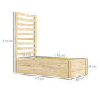 Planter with Trellis for Climbing and Open Bottom, in Fir Wood, 115x60x110 cm, Wood color