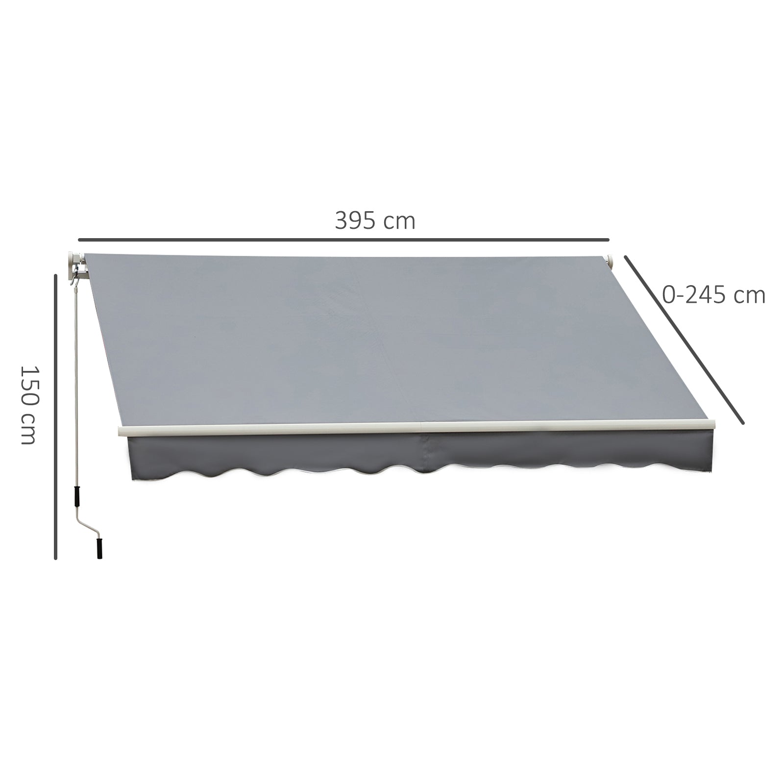 Outsunny sun tent for outdoor outbuilding with metal and aluminum crank, 395x245 cm, gray - Borgè