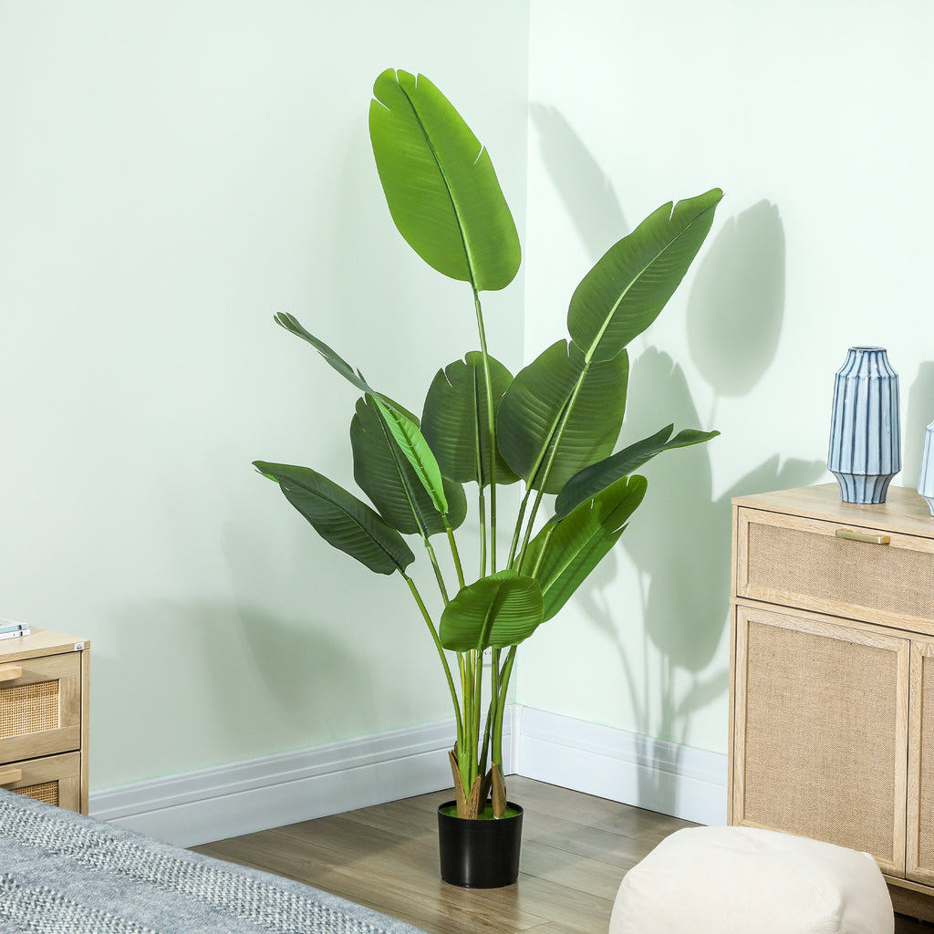 160cm Artificial Plant with 10 Leaves in Green PEVA with Ø16.5x13.5cm Pot