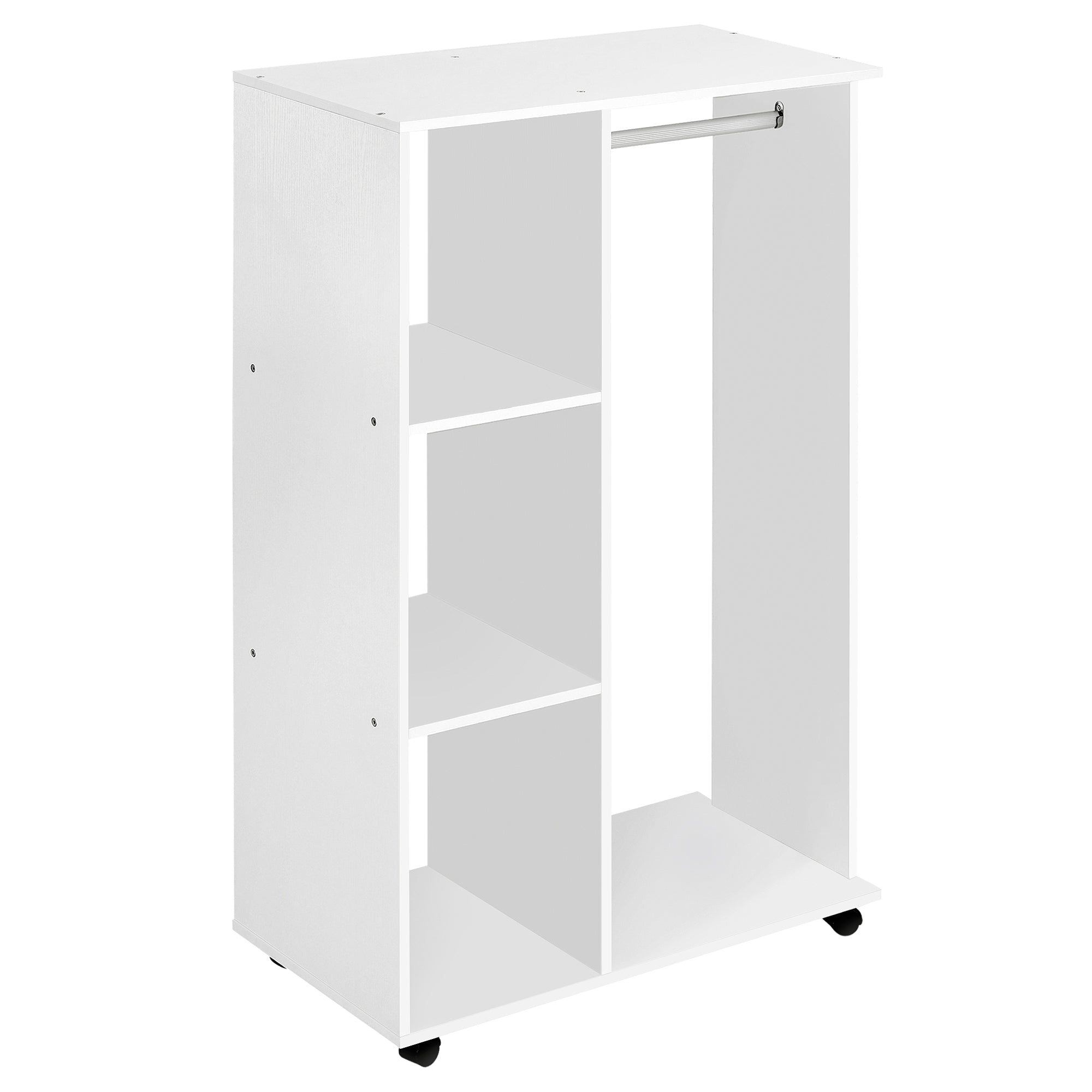 HomCom Wardrobe with Wooden Wheels, white, 80x40x128cm - Borgè