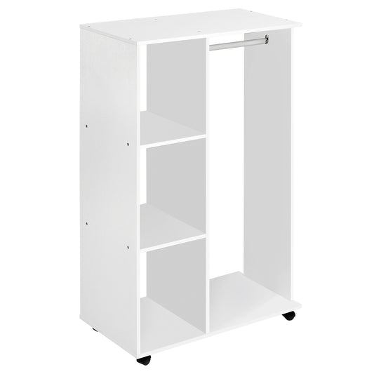 HomCom Wardrobe with Wooden Wheels, white, 80x40x128cm