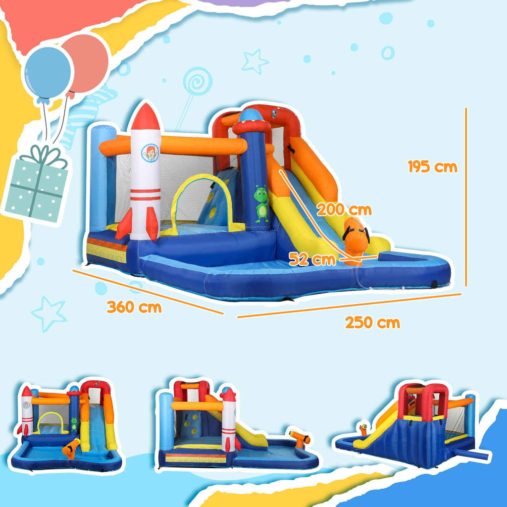 5-in-1 Inflatable Water Park Castle, 360x250x195cm, Multicolor