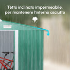 Steel Sheet Garden Tool Shed, Steel Garden Shed with Structure Base and Sliding Doors, 258x206x178cm, Green - Borge' Group Limited