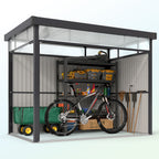 Garden Shed with Acrylic Skylight and Drainage Holes, Steel, 162x259x201 cm, Dark Grey