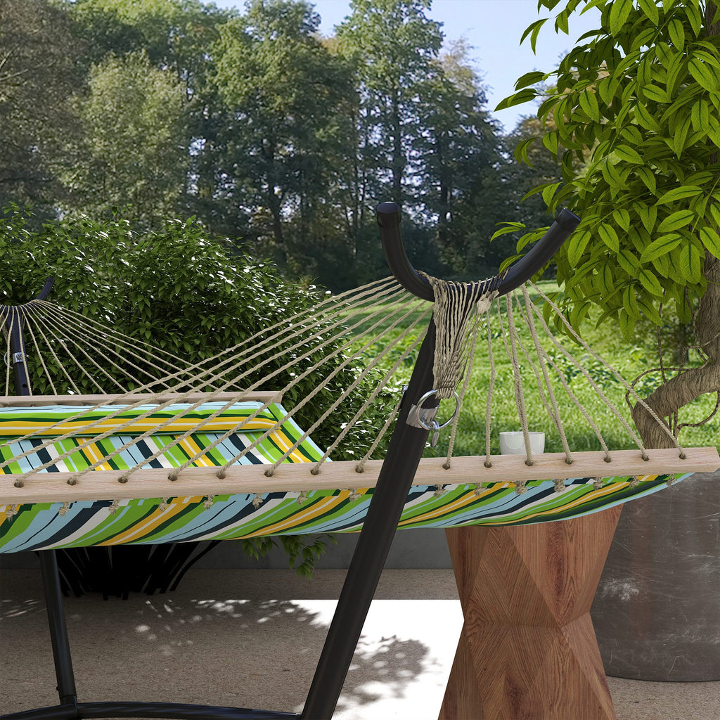 Outsunny Hammock Stand, 330 cm Max, with 6 Holes and Wheels, Metal, 290 x 120 x 115 cm, Black