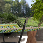 Outsunny Hammock Stand, 330 cm Max, with 6 Holes and Wheels, Metal, 290 x 120 x 115 cm, Black