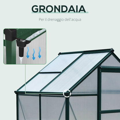 Outsunny Anti-UV Polycarbonate Garden Greenhouse with Window and Sliding Door, 190x132x201cm