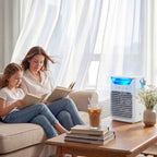 HOMCOM Table Fan with 3 Speeds, RGB Light and Adjustable Head, White