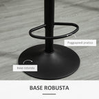 Set of 2 Bar Stools with Backrest and Footrest, Adjustable Height and Padded Seat, Grey