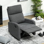 Modern Armchair with Manual Reclining 145° max Upholstered in Grey Chenille, 69x91x101 cm
