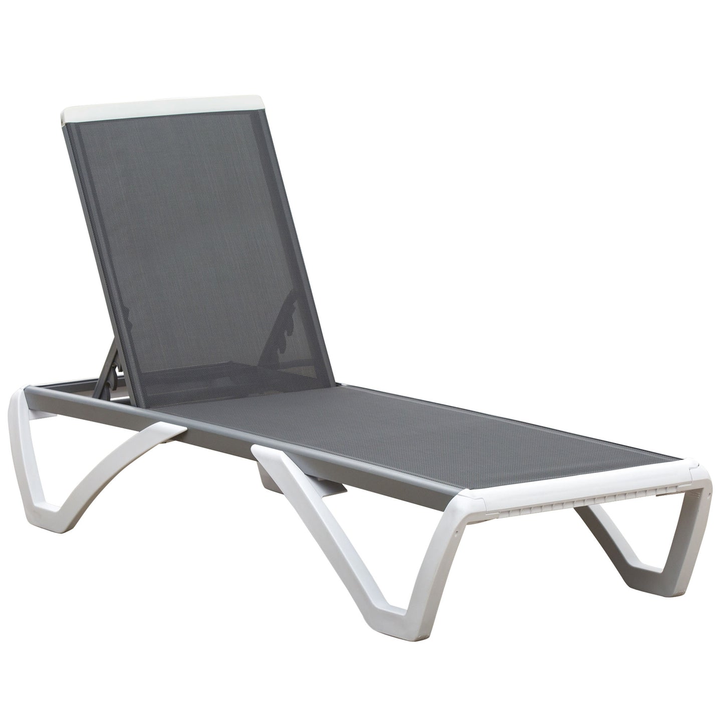 Outsunny sun bed with reclining backrest and rear wheel, 195x67.5x33 cm, gray and white - Borgè