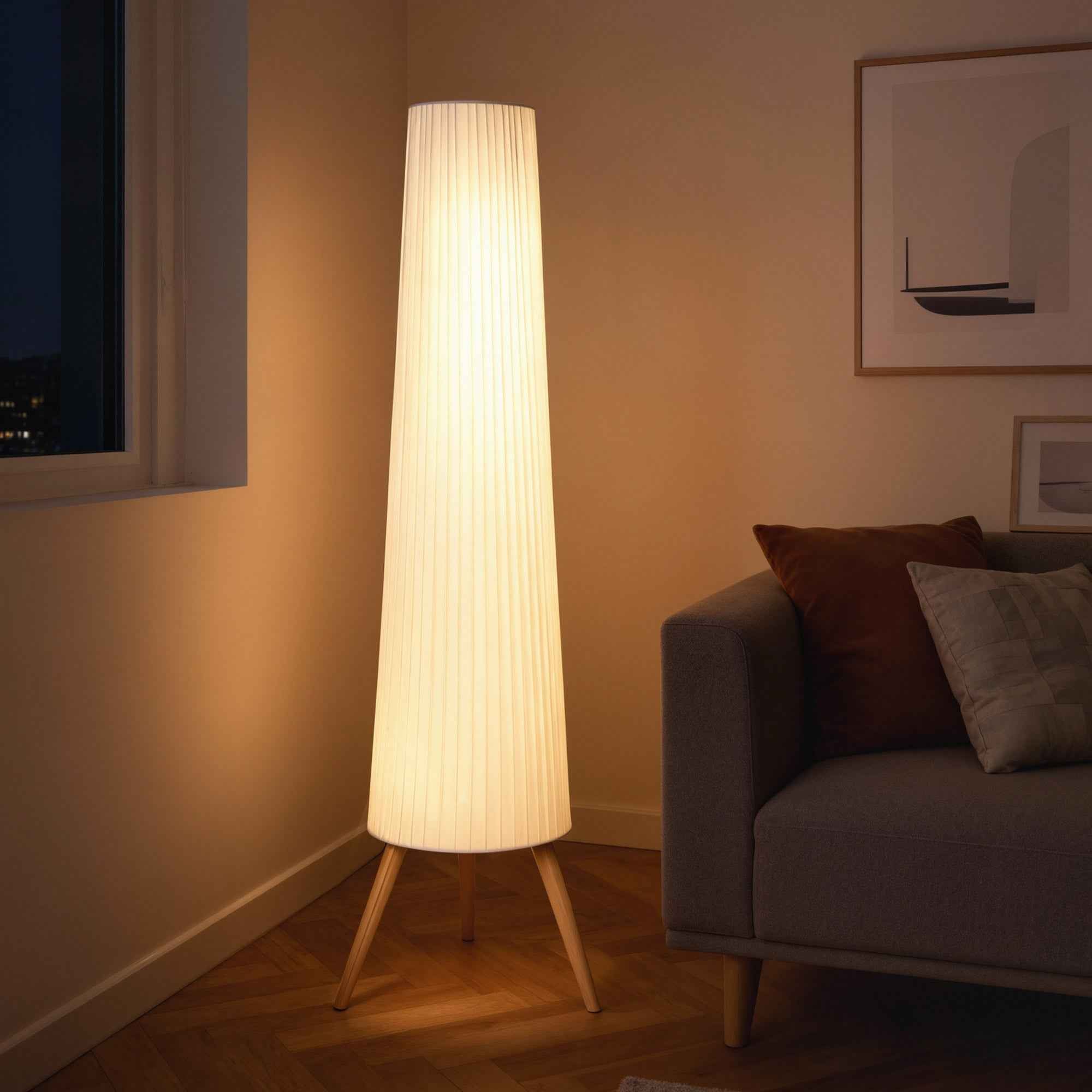 HOMCOM Tripod Floor Lamp with Foot Switch and Adjustable Brightness, 46x46x153 cm, White