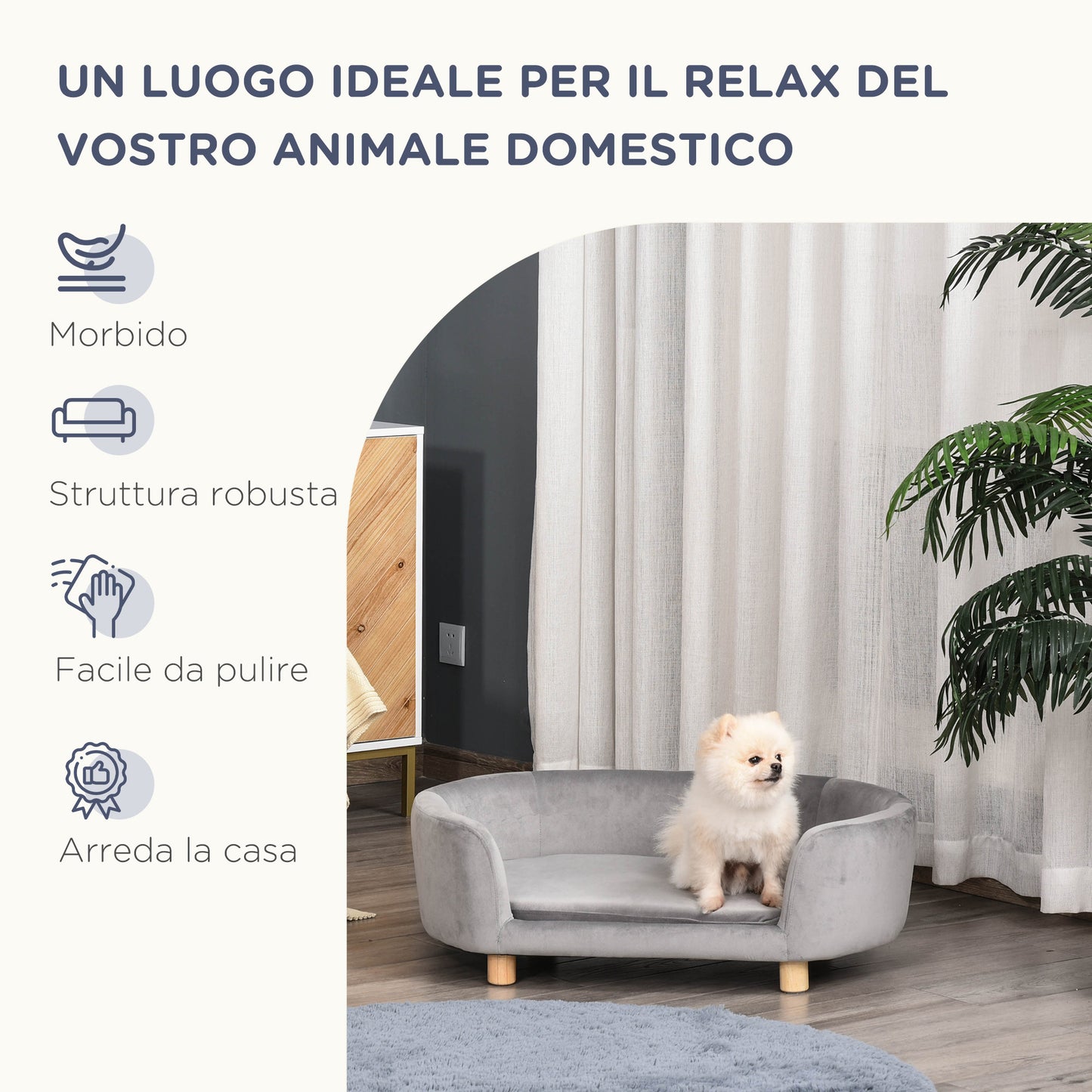 Indoor Sofa for Small Dogs and Cats, Light Grey