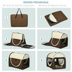 Foldable Oxford Pet Carrier with Removable Washable Cushion and Carry Bag, 70x51x59cm, Brown