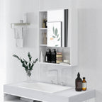 Bathroom Cabinet with Mirror, Shelves and Adjustable Shelf, Wall Mounted, 60x15x76cm, White
