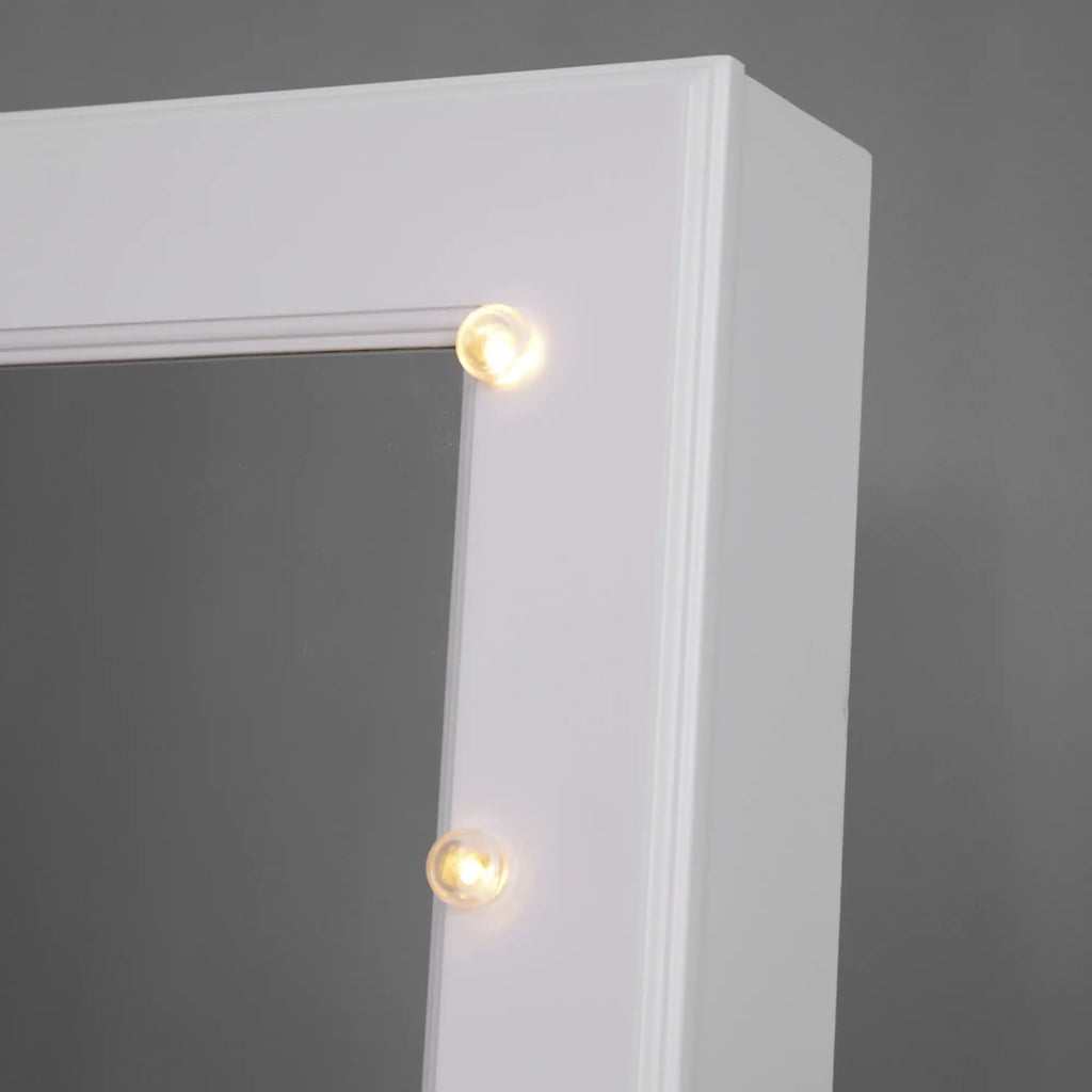 Jewellery Cabinet Adjustable Mirror Jewellery Box 20 LED Lights, Wood, White, 40x37x146 cm