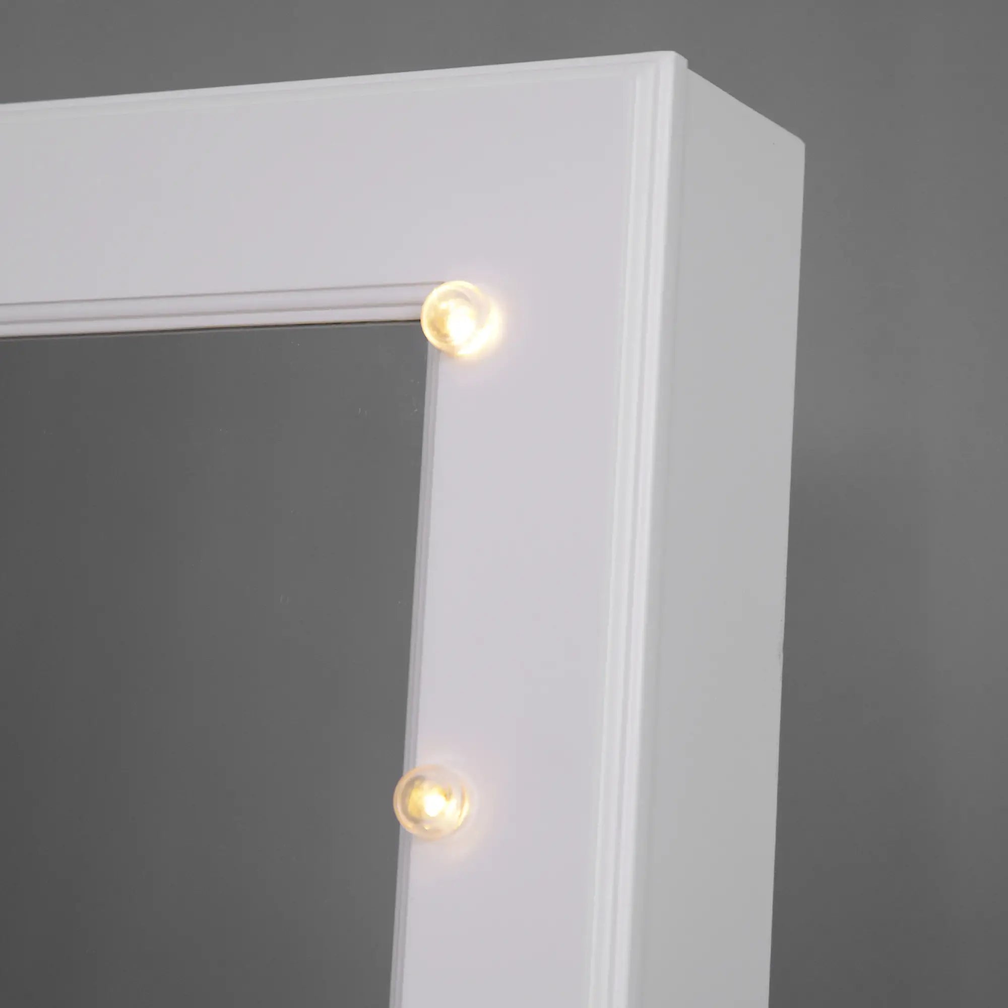 Jewellery Cabinet Adjustable Mirror Jewellery Box 20 LED Lights, Wood, White, 40x37x146 cm