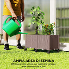 Outsunny 85L Raised Planter with Lockable Wheels, Self-Watering and Drainage Holes, Brown