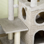 Cat Scratching Post for Cats up to 5kg with Bed and Play Ball, Made of Chipboard, Plush and Sisal, 60x40x91 cm