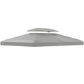 4x3m 2 Tier Polyester Gazebo Cover with Straps and 10 Drain Holes, Grey