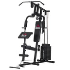 HOMCOM Fitness Station with Padded Seat and Backrest, in Steel and PU, 135x103x210 cm, Black - Borgè