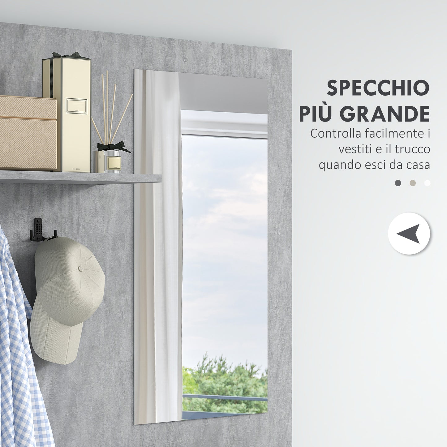 Hallway Cabinet 4 in 1 with Mirror, Hooks and Internal Shelves, Wooden, 145x29x184 cm, Grey and White