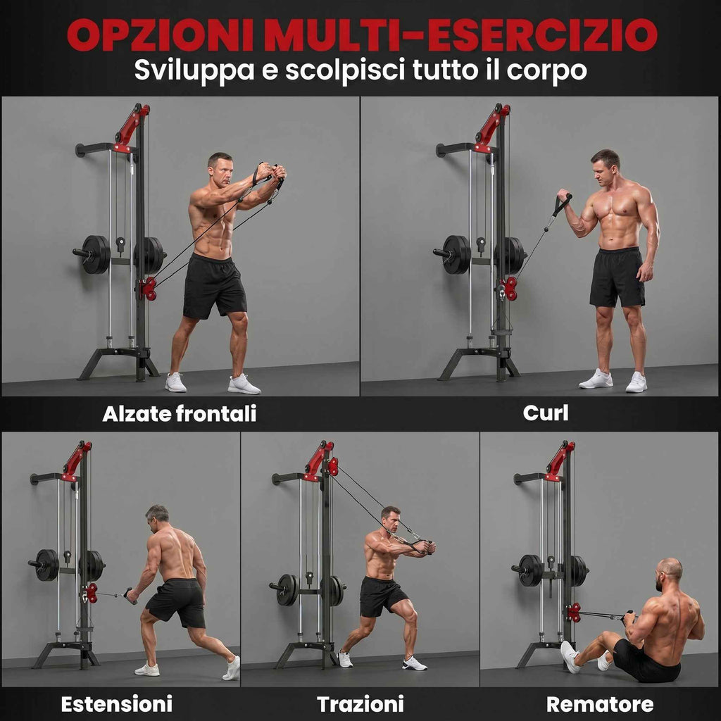 SPORTNOW Cable Station, Wall-Mounted, Adjustable 16-Position Pulleys Machine, Black.