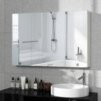 kleankin Bathroom Wall Cabinet with 3 Mirrored Doors and Adjustable Wooden Shelves 90x13.5x60 cm, White