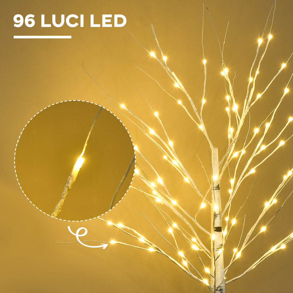 HOMCOM White Christmas Tree with LED Lights and 12 Branches for Indoor and Outdoor Use, Made of PP and Metal, 22x22x150 cm