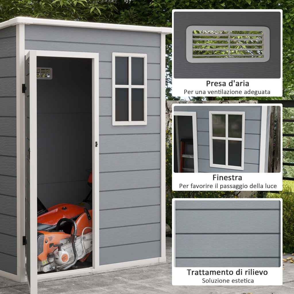 Outsunny Garden Tool Shed with Lockable Door, Window and Air Intake, Gray - Borgè