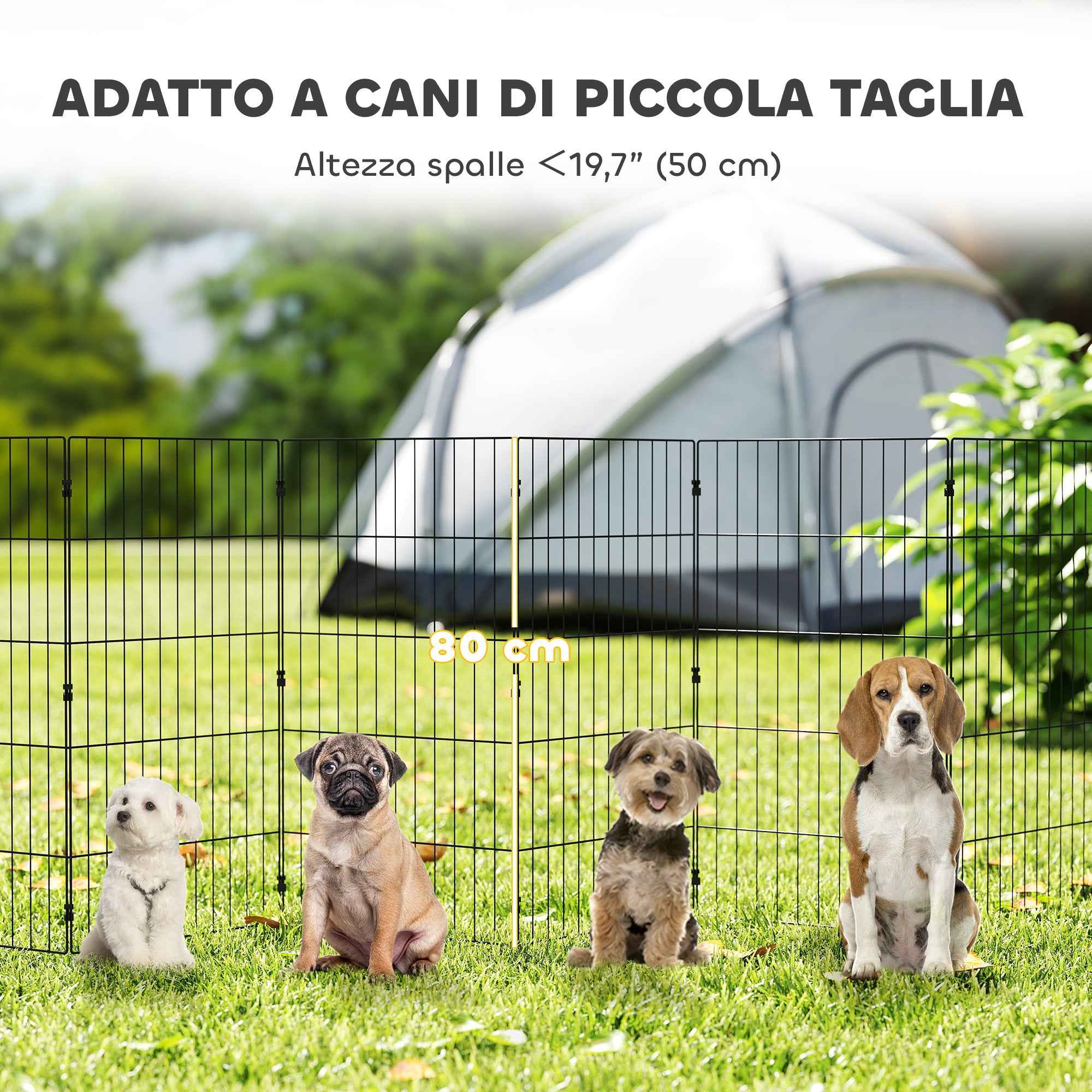 PawHut Dog Playpen Expandable Foldable Metal Enclosure 50x80cm Black