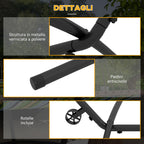 Outsunny Hammock Stand, 330 cm Max, with 6 Holes and Wheels, Metal, 290 x 120 x 115 cm, Black