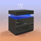 HOMCOM 16-Color LED Nightstand with 4 Modes and 2 Drawers, Wooden, 45x35x52 cm, Black