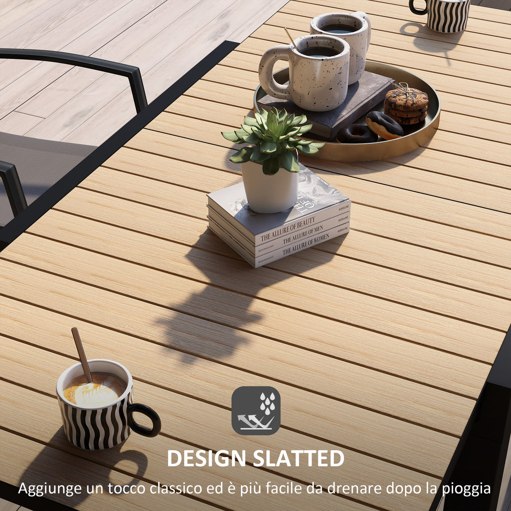 Outsunny Extendable Garden Table for 4-6 People with Slatted Top, Aluminum, 81/162x80x75 cm, Yellow