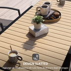 Outsunny Extendable Garden Table for 4-6 People with Slatted Top, Aluminum, 81/162x80x75 cm, Yellow