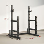 2-Tier Adjustable Barbell Rack with Disc Holder, Steel, 110x91x145 cm, Black