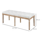 Vintage Style Upholstered Bedside Bench in Fabric and Wooden Legs, 117x40x48