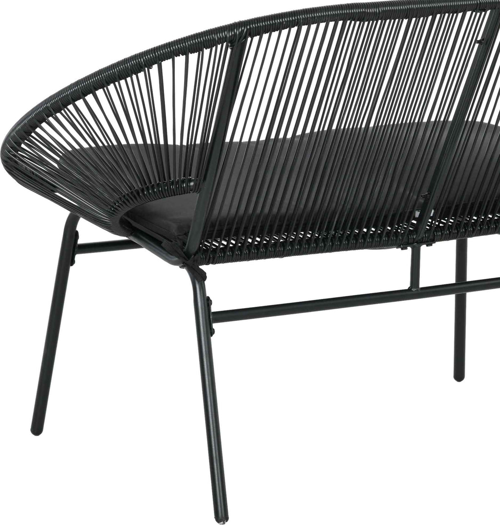 Outsunny 2-Seater Garden Sofa in PE Rattan and Steel with Cushions and Armrests, 132x72x83 cm, Black