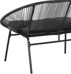 Outsunny 2-Seater Garden Sofa in PE Rattan and Steel with Cushions and Armrests, 132x72x83 cm, Black