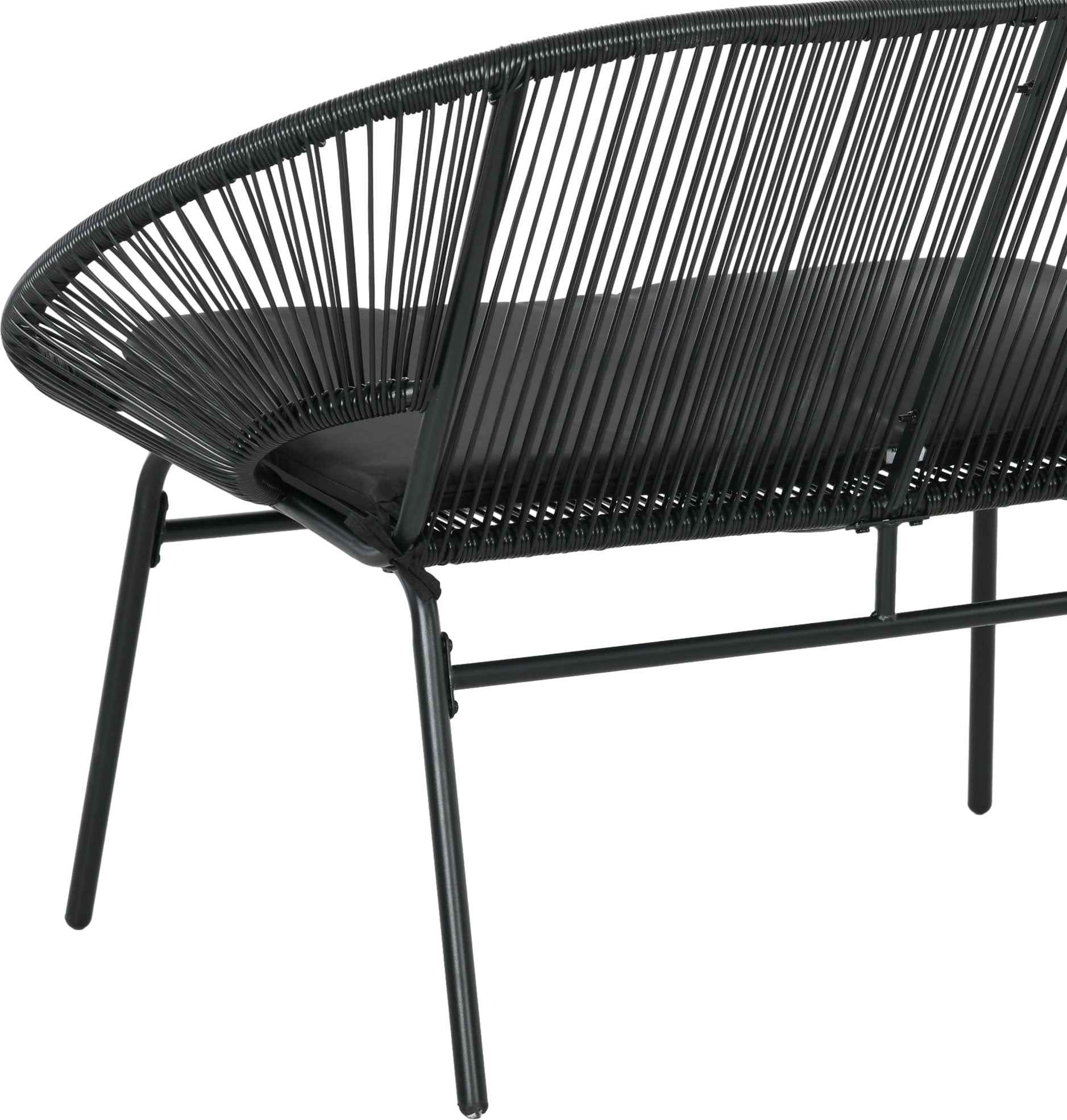Outsunny 2-Seater Garden Sofa in PE Rattan and Steel with Cushions and Armrests, 132x72x83 cm, Black