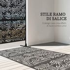 Outdoor Steel Screen with Willow Pattern and 2 Feet, 122x45x198 cm, Black