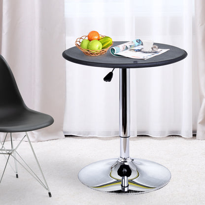 Chrome Bar Table, Height-Adjustable Round Table with Lift Up System, 360° Rotatable Round Top Φ63x67-93cm