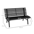Outsunny Outdoor Bench in 2 -seater Aluminum St slable, 123x67x79cm, Black - Borgè
