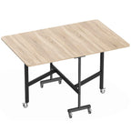 HOMCOM Folding Table for 4-6 People with 2 Drop-Leafs and Wheels with Brakes, 120x80x73 cm, Oak