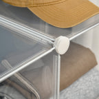 Mobile Space-saving Modular Shoe Rack, 6 Cubes in PP Plastic, 65x32x162 cm, Transparent