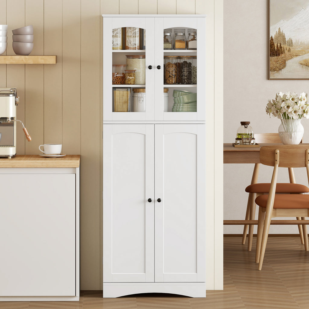 HOMCOM Kitchen Cabinet with Doors, Cupboards and Silent-Closing Hinges, Wooden, 60x40x162 cm, White