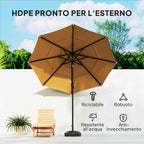 Outsunny Umbrella Base with Wheels and Fillable with Water or Sand, in HDPE, 48x48x32.5 cm, Black